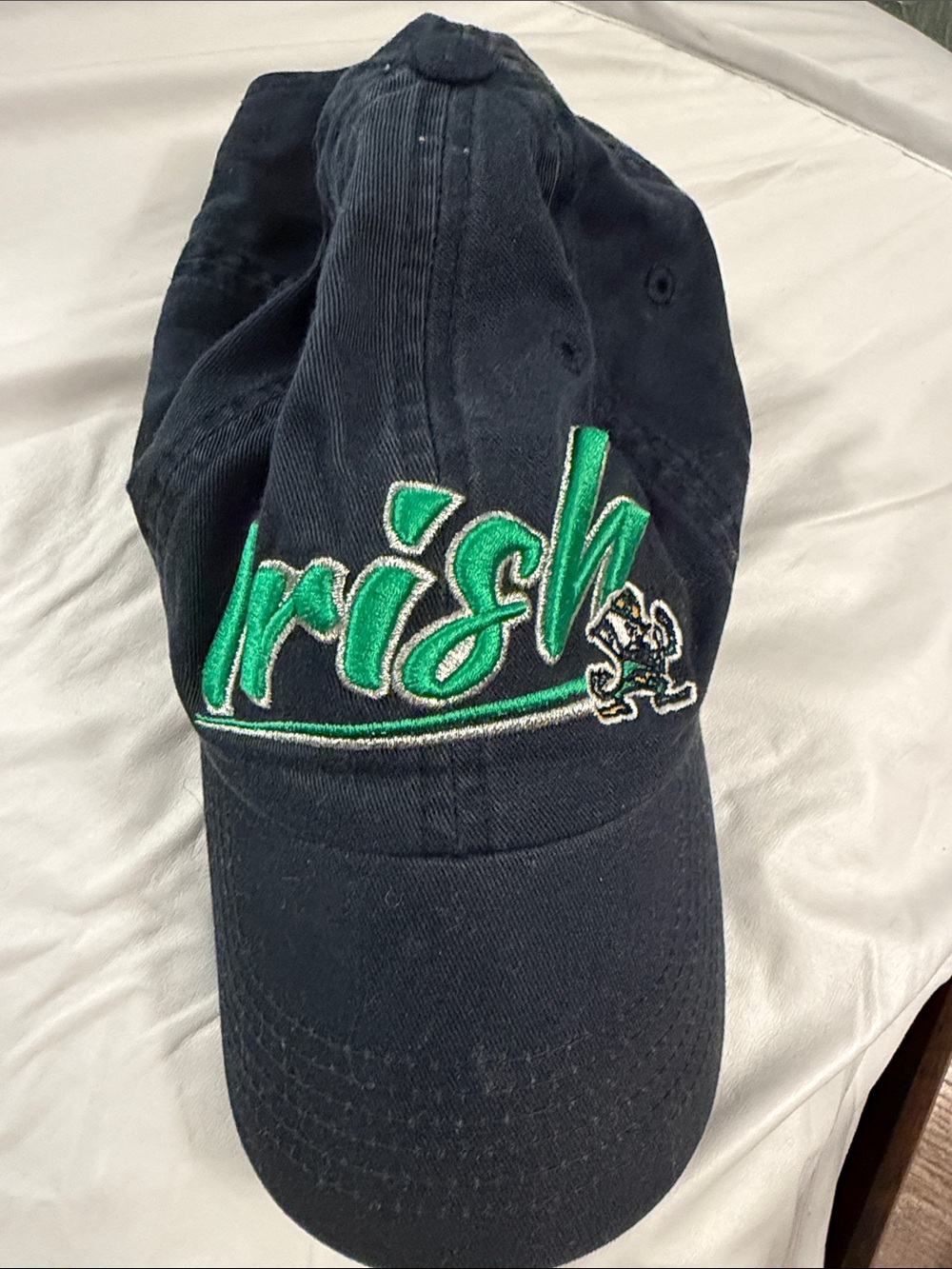 Russell Athletic Navy Baseball Cap with Green "Irish" Embroidery